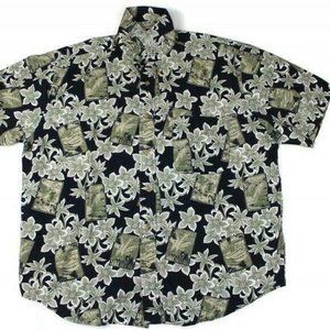 Natural Issue Mens Size Large Hawaiian floral button up camp shirt